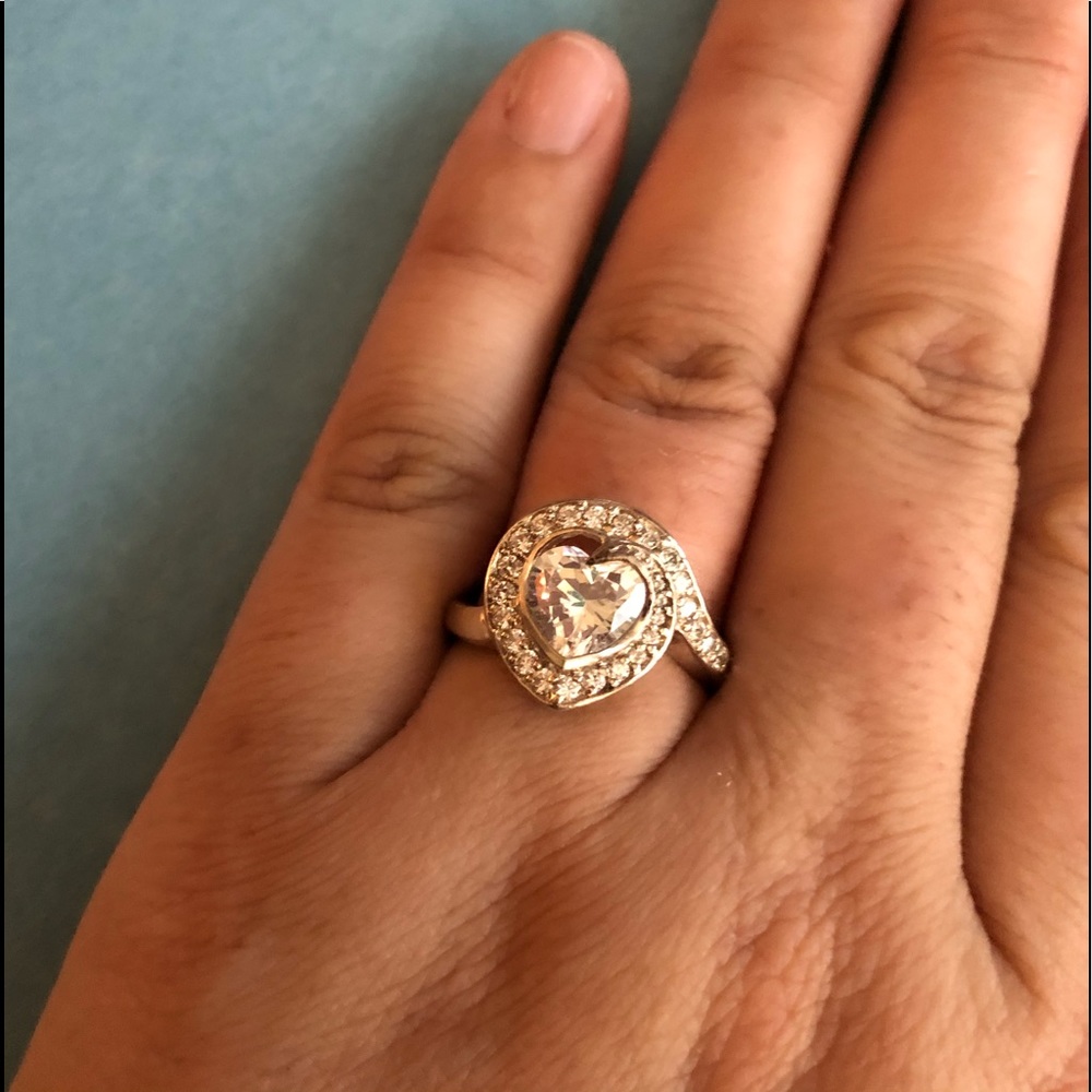 Diamonique Heart Ring - Picture 2 of 6